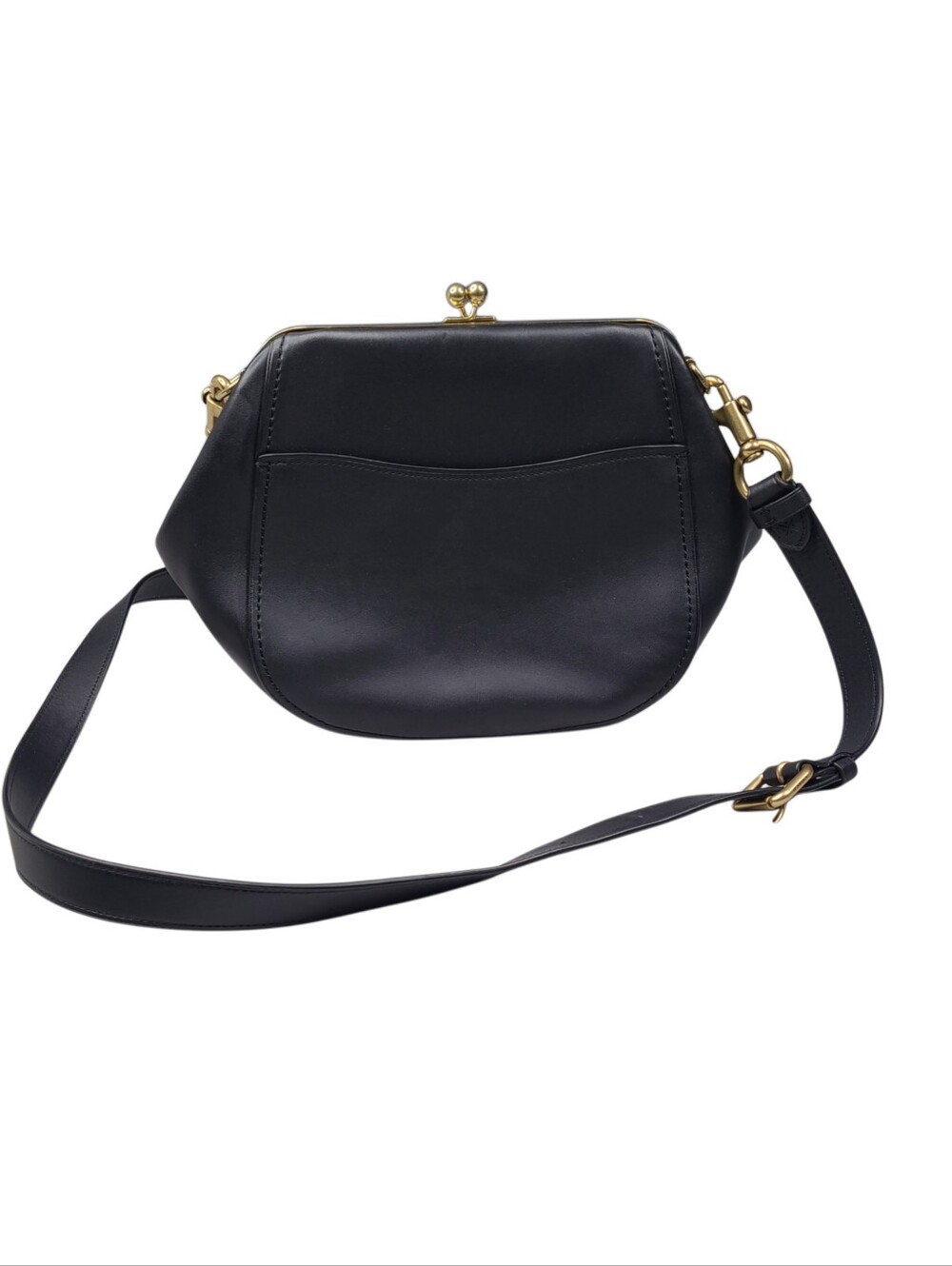 Coach Frame Saddle Bag Framed Kisslock Black 68135 Glovetanned Leather - Rare